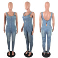 New Suspenders Show Back Slim Onesie Jeans Jumpsuits Wholesale